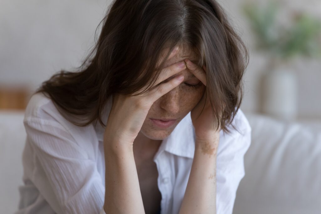 Photo of woman looking tired with low energy